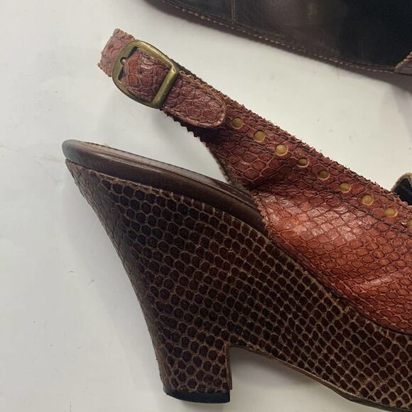 Henry Beguelin Rosa mauve and brown real snakeskin peep toe platform wedges - Picture 9 of 12